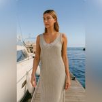 Victoria's Secret Victoria’s Secret Gold Label Green Lace Embroidered Crinkle Light Maxi Gown M Photo 2