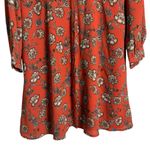 Loft Rust Orange Floral Print Long Sleeve A-Line Button Front Mock Neck Dress 12 Photo 3