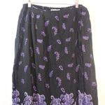 JM Collection  Black Purple Paisley Wrap Midi Skirt Whimsygoth  Size L Photo 3