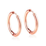 Boutique Unisex Hoop Earrings Rose Gold Plated‎ Silver Huggie Hoops, 9mm Photo 1