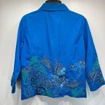 Chico's Chico’s Blue Ocean Coral Embroidered Appliqué Jacket Button Front Sea Life Photo 1