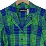 Sag Harbor Vintage Blue and Green Plaid Shirt Jacket Shacket Size 6 Petite Photo 2