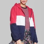 Wild Fable jacket lined windbreaker 2x pink blue & white gently worn colorblock Photo 1