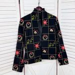 MAK New York Christmas Embroidered Open Front Blazer Jacket Black Multi 8 Photo 6