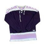 Victoria's Secret PINK Purple White Lace up Varsity Crew Hockey Pullover Sweatshirt π₯ Photo 0