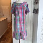 Vintage Neon plaid ruffle trim house dress Pink Size L Photo 7