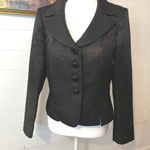 Le Suit Black Croc Embossed Blazer Fitted Jacket Business Preppy Academia Clean Photo 1