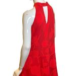 Waverly Grey Halter Keyhole Red Jacquard Flapper Cocktail Dress Photo 7
