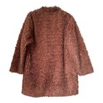 ZARA Pink Shearling Fluffy Teddy Coat Jacket collarless one button size medium Photo 6