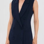 Good American  Luxe Suiting Executive Sleeveless Blazer Dress Photo 0