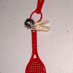 None 80’s Red Tennis Racket Bell Charm Photo 0