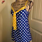 Betsey Johnson Rare Swim Dress/ Coverup in Blue White & Yellow Polka Dot Sz S Photo 4