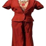 Cache  Rust 100% Raw Silk Removable Self Belt Crop Pant New NWT Linen Feel $108 Photo 6