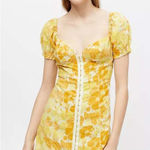 Urban Outfitters Britney Hook and Eye Mini Dress Floral Hawaiian Retro Yellow M Photo 0