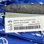 Poupette St. Barth Jena Jumpsuit Small Blue Floral Batik Satin Tropical Boho NEW Photo 13