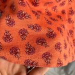 J Jill Pima Slub Elbow Sleeve Tee XL Coral Floral Print Cotton‎ Top Classic Orange Photo 4