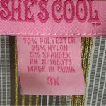 she's cool She’s Cool Gray & Gold Metallic Striped Stretch Button Front Shirt 3X Photo 8