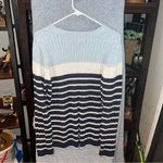 Croft & Barrow Navy/White  Striped Crewneck Sweater Photo 2