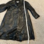 Black leather floral‎ trench coat VTG vintage Allison Woods beautiful detailing Size M Photo 8