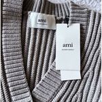 AMI Short Ribbed Cardigan button front 100% virgin wool SIZE SMALL NEW Tan Photo 5