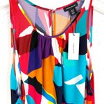 Karen Millen  Womens Abstract Woven Shell Top Sleeveless Round Neck Multi 10 Photo 1