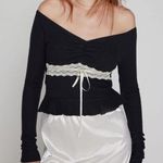 Kimchi Blue  Gianna Off The Shoulder Lace Inset Top In Black Photo 0