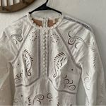 Michael Kors WHITE Floral Embroidered Hemp Eyelet Lace Scallop Mini Dress 0 Photo 1