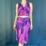 Vintage 90s Cottonade Swirled Cowl Neck Bias Cut Midi Dress Purple Size M Photo 0
