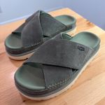 UGG  Goldenstar Cross Slide Suede Minimalist Platform Sandal Green Size 7.5 Photo 1