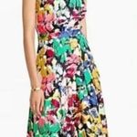 J. Crew Multicolored Brushstroke Silk Floral Abstract Sleeveless Dress Sz 2 Black Photo 6
