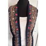 Free People Love Story Navy Southwestern Bohemian Sweater Knit Vest Tassel Sz S Photo 1