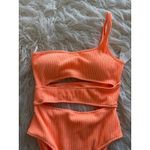 Aerie  Crinkle Cut Out One Shoulder One Piece Swimsuit
Orange Size Medium Photo 2