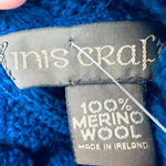 Inis Crafts Sweater Women Large Chunky Cable Knit Turtleneck Merino Wool Ireland Blue Photo 5