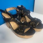 American Eagle  Black Lace Wedge Sandals Photo 0