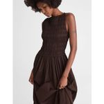 Madewell  The Melody Smocked Midi Dress Cotton Molasses Brown A Line Small NWT Photo 4