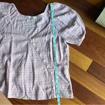 Madewell  Cora Plaid Linen Blend Puff Sleeve Top in Sweet Lavender Size L NWT Photo 5