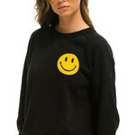 Aviator Nation  Black Smiley 2 Relaxed Crewneck Sweatshirt Size Small Photo 0