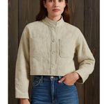 7 For All Mankind  Beige Quilted Cropped Jacket | Boxy Fit Neutral Layer M Photo 0