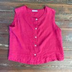 Bryn Walker 100% Linen Sleeveless Button Front Top Raspberry Pink Sz M 💚🎀 Photo 7