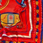 Vintage Equestrian HORSE&CARRIAGE print RED oversized silky Scarf 35/35 Photo 13