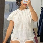 EXPRESS White Eyelet Blouse Photo 0