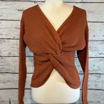The Moon & MADISON Sweater Twist Front Open Weave Rust-Small Photo 0