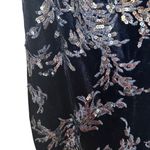 Eliza J  Navy Blue & Silver Sequin Floral Velvet Sleeveless Gown Women Sz 6 Photo 4
