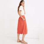 Madewell Smocked-Waist Button-Front Midi Skirt Size M Photo 1