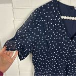DKNY Navy White Polka Dot Midi Dress Size 14 Photo 4