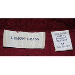 Lemon Grass Size M Burgundy Red Corduroy Floral Embroidered Button Front Shirt Size M Photo 6