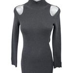 French Connection Lydia Black Rib Knit Long Sleeve Cutout Mini Sweater Dress S Photo 0