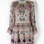 Alice + Olivia  Lawson Floral Paisley Boho Mock Neck Lace Mini Dress Size 0 Photo 0