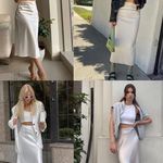 ZARA A-line Satin Off White Midi Skirt. Size S Photo 6