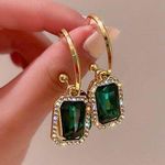 Green Crystal Dangle Drop Earrings Photo 0